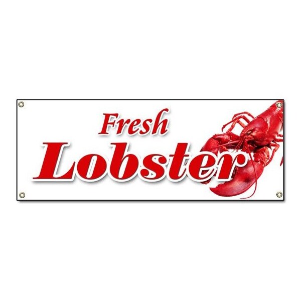 Signmission FRESH LOBSTER BANNER SIGN lobsters signs steamed Maine roll Florida baked B-Fresh Lobster - main